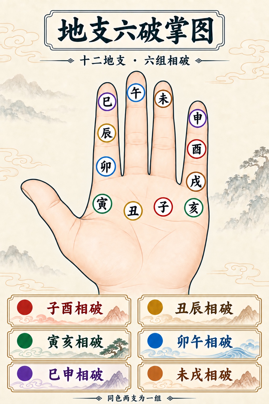 地支六破掌诀图